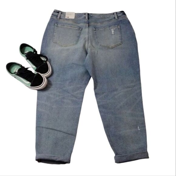 Lane Bryant Paint Splatter Distressed Boyfriend Jeans Plussize 14 NWT - Picture 10 of 16